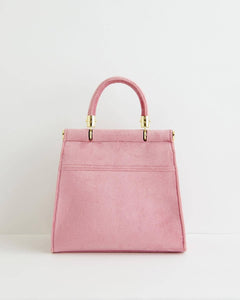 Bird Embroidered Mini Tote – Powder Pink Velvet