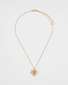 Swallow Heart Locket Necklace – Hand-Painted Gold Keepsake