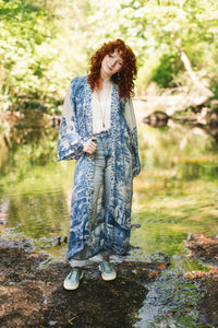 Let The Light In Printed Long Duster Bamboo Kimono Robe