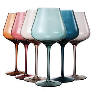 Multi Colored Large Crystal Wine Glass Set of 6