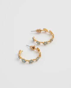Forget-Me-Not Stud Hand-Painted Floral Hoop Earrings