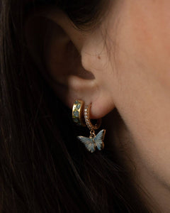 Blue Butterfly Enamel Gold with Sparkling Hoops