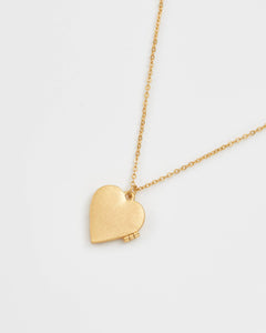 Swallow Heart Locket Necklace – Hand-Painted Gold Keepsake