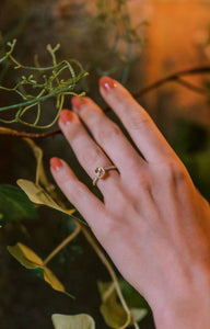Chamomile Diamond Cushion Cut  Ring