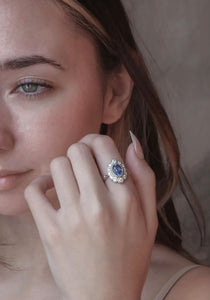 Hyacinth Sapphire & Diamond Ring