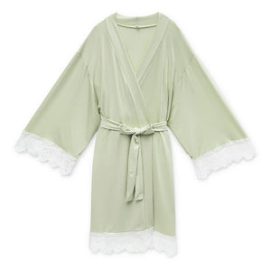 Women's Jersey Knit Robe with Lace Trim
