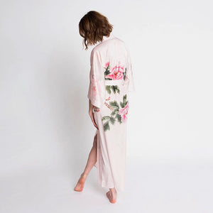 Kimono Robe Peony & Bird Long