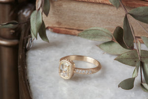 Chamomile Diamond Cushion Cut  Ring