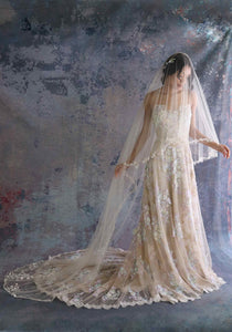 Flora Cathedral Veil | Flower Embroidered Veil | Claire Pettibone Ivory/Silver / Waterfall Cathedral (94"/239cm) Flora Cathedral Veil | Flower Embroidered Veil | Claire Pettibone Ivory/Silver / Waterfall Cathedral (94"/239cm)