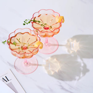 Flower Wavy Petals Champagne Coupe Set of 2