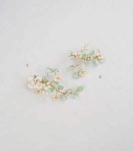 White Peonies And Eucalyptus Hair Clip Accessory Set of 2