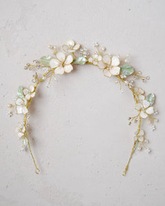 Hair Crown With Pink Flowers and Leaves Accessory