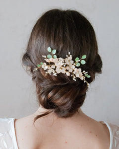 Cherry Blossom Eucalyptus Flower Comb Accessory