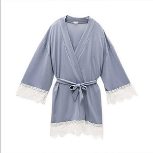 Flower Girl Jersey Knit Robe with Lace Trim