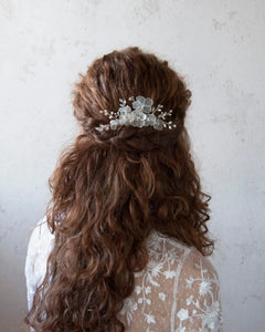 Frosted Flower Hair Comb Accessory